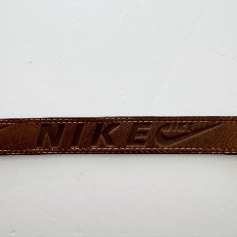 Vintage Nike Brown Leather Logo Belt - Picture 4 of 9